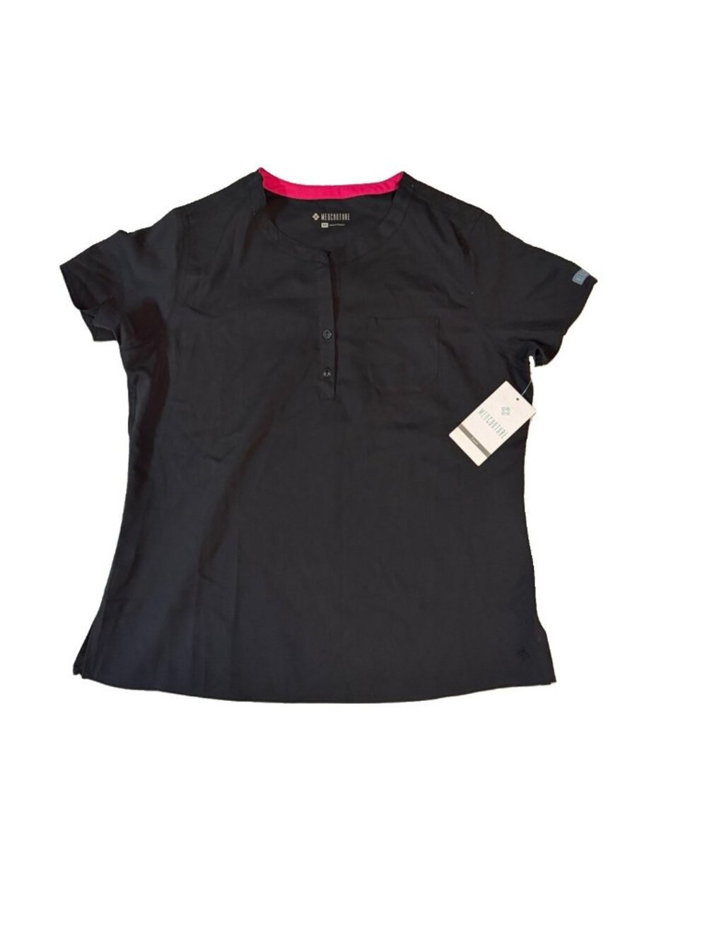MED COUTURE Touch Button Neck Women's Scrub Top 7479 -Black - MEDIUM